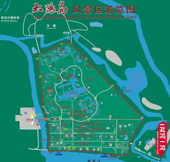 黑龙江哈尔滨太阳岛旅游风景区导游图