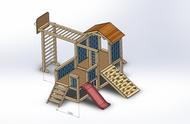 多功能儿童游乐场3D模型图纸 Solidworks设计