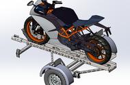 motorcycle trailer摩托车拖车3D图纸 x_t step格式