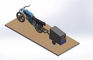 摩托车及其拖车简易模型3D图纸 Solidworks设计