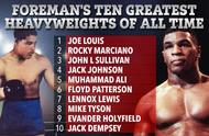 福尔曼评出史上十大重量级拳王：泰森仅列第八，刘易斯第7老霍第9