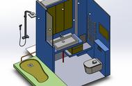 卫生间浴室一角模型3D图纸 Solidworks设计