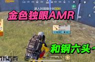 金色独眼AMR一枪崩掉钢六头，伤害太高了！ #PUBG地铁逃生