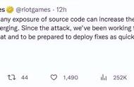 拳头宣布英雄联盟源代码被盗，不影响游戏，但会停止更新一段时间