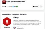 《使命召唤：现代战争3》多人模式IGN评6分：战斗流畅但解锁缓慢