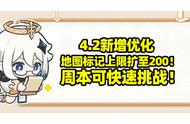 【原神】4.2新增优化，地图标记扩至200、周本可快速...